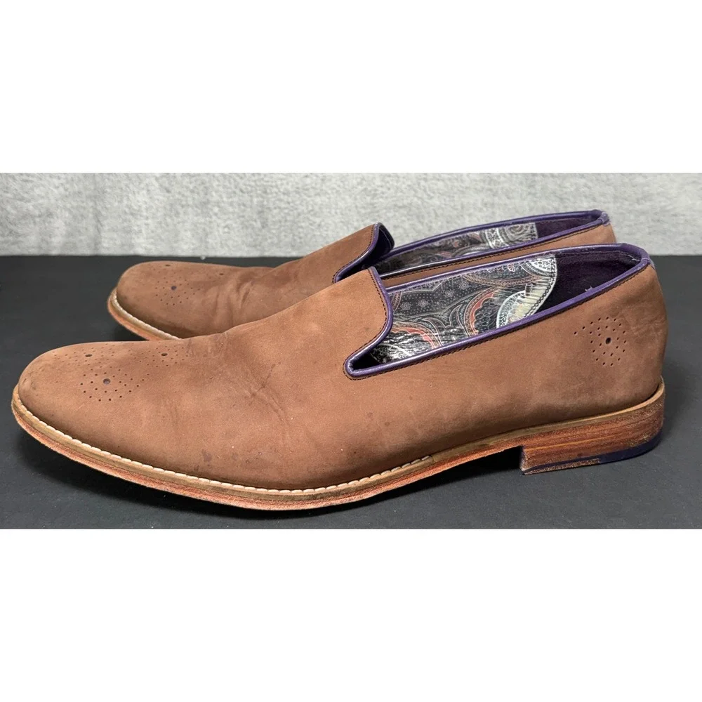 Robert Graham MOMA Loafers Mens Size 11.5 D Brown Purple Leather Paisley IN1002